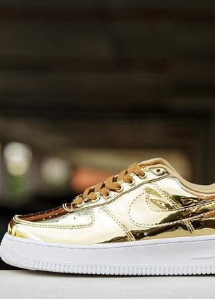 😍nike air force 1 sp liquid metal gold 💛 женские кроссовки2 фото