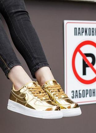 😍nike air force 1 sp liquid metal gold 💛 женские кроссовки8 фото