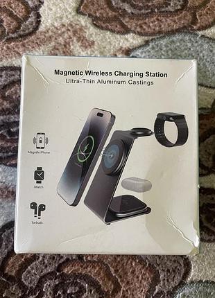 Зарядна станція m01 magsafe 3в1 до (iphone, apple watch, airpods)