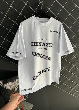 Футболка оверсайз белая chinazes 2.0, качество премиум