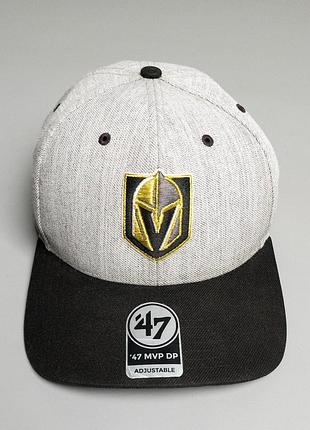 47 brand vegas golden knights мужская кепка бейсболка серая черная из шерсти с нашивкой