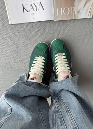 Nike cortez green  pink premium
