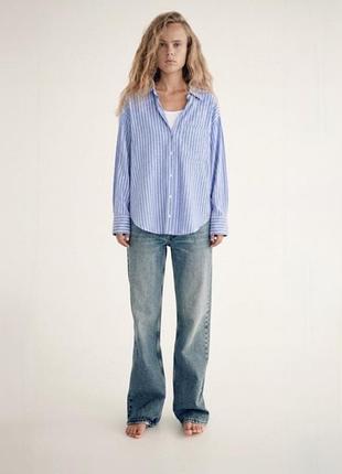 Льняная рубашка в полоску zara