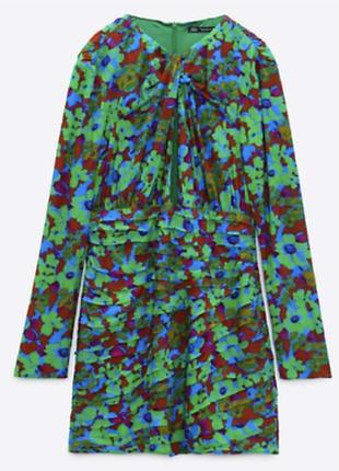 Мини платье zara zara woman’s floral print draped dress multicolored ss22 9068/692/050 3