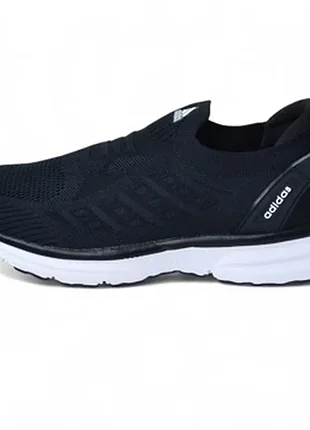 Кросівки чоловічі чорні з білим adidas black white мокасини