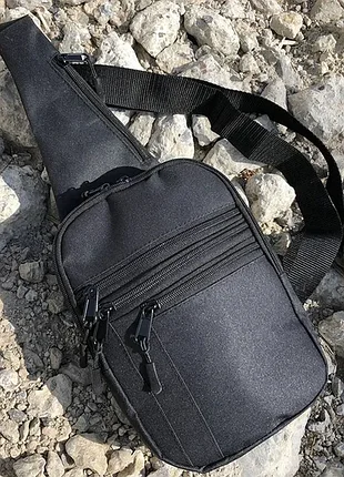 Сумка чорна з кобурою сумка чоловіча сумка слінг сумка через плече сумка тактична