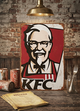 Металлическая винтажная табличка kfc "полковник сандерс", 14x20 см