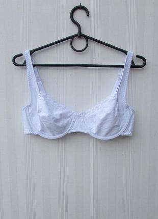 Белый хлопковый бюстгальтер с кружевной отделкой 85b bodywear