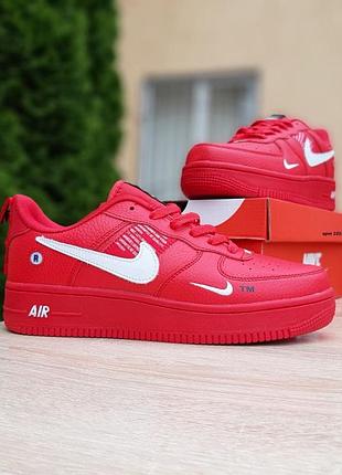 Nike air force 1 mid lv8 низкие красные белая кома