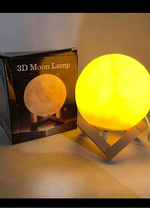 Ночник 3d месяц 13см 4 цвета с зарядкой