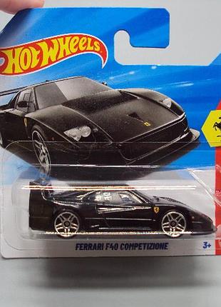 Машинка модель автомобиль hot wheels black ferrari f40 competizione черный феррари no19057с
