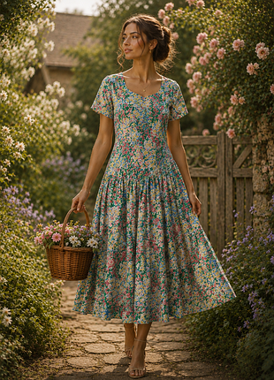 Винтаж платье коттоновое под laura ashley 100% коттон