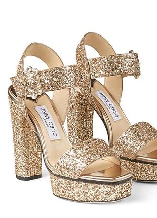 Босоножки 37 jimmy choo gold maie glittler platform heels
