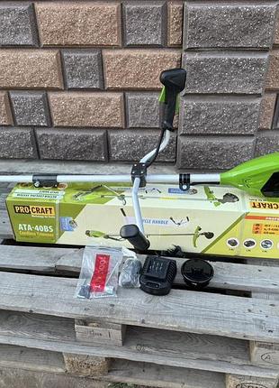 Аккумуляторный триммер procraft ata40bs (1 акб и зу) велосипедная ручка