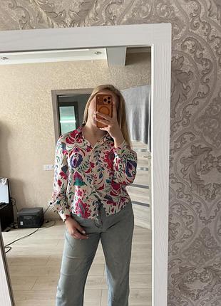 Женская рубашка атласная zara
