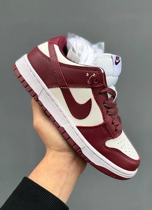 Кросівки nike dunk low team red bordo white