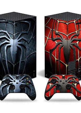 Комплект виниловых наклеек для xbox series x + 2 геймпада в стиле spiderman