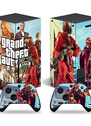 Комплект виниловых наклеек для xbox series x + 2 геймпада в стиле grand theft auto v
