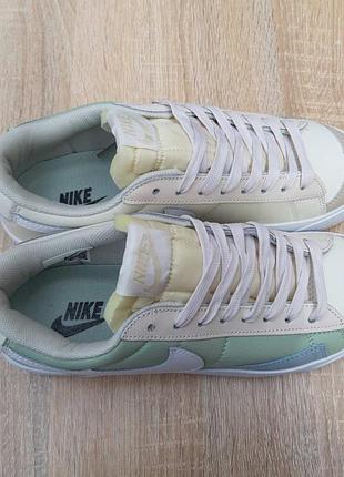 Nike blazer низкие бежевые с бирюзовым