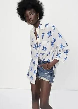 Сорочка жіноча бавовняна zara з вишивкою