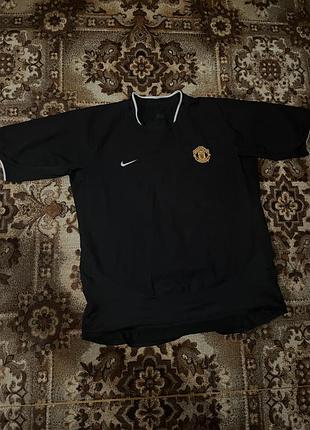 Чорна вінтажна футболка футбольна ігрова nike manchester united (оригінал)