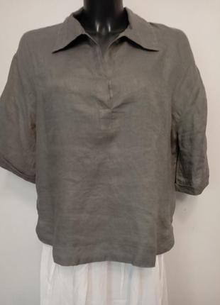 Короткая рубашка, лён, женская р м/l zara