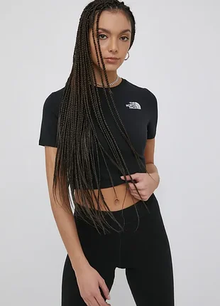 Короткая женская черная футболка the north face