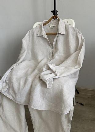 H&m linen лляна сорочка льняная рубашка 100% льон