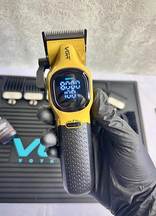 Машинка vgr v-886c gold/green, 9000 об/хв, 6 насадок, led, 200 хв