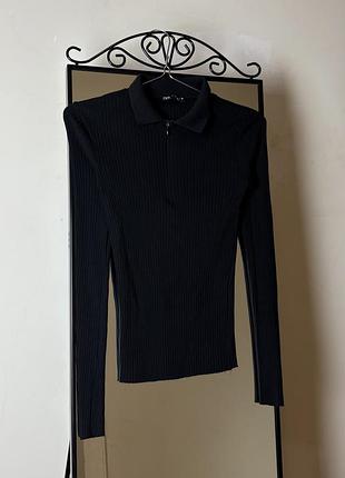 Поло лонг кофта в рубчик zara