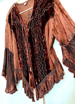 Блуза цегляного кольору з віскози у стилі boho.
