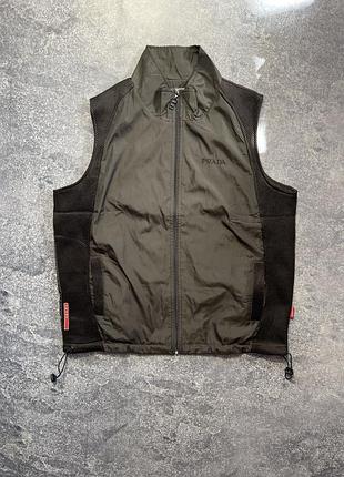 Чоловічий жилет prada linea rossa / nylon tech vest / dark olive