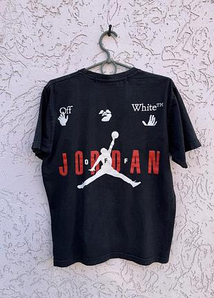 Чорна чоловіча футболка jordan x off-white оригінал брендова футболка