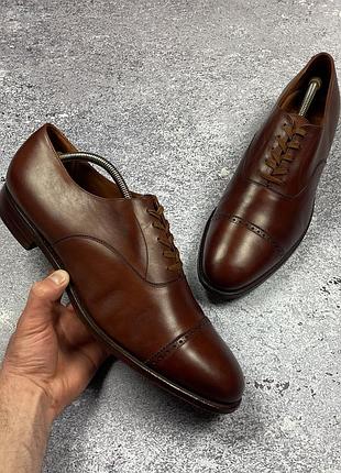 Polo ralph lauren bench made england cap toe oxford shoes brown leather