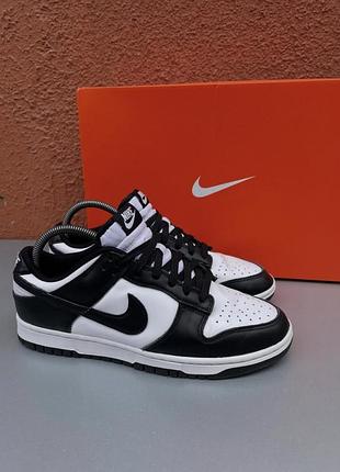 Оригінальні круті кросівки nike dunk low retro panda 41 розмір 26 см в ідеальному стані біло чорні натуральна шкіра