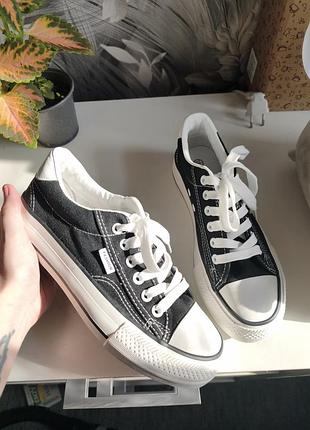 Стильные черные кеды на платформе в стиле converse | 37 размер