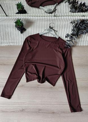 Шоколадний лонгслів з подвійної тканини shein p m