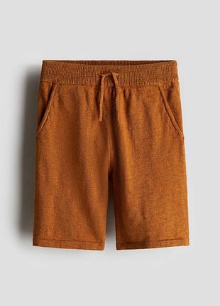 Коричневые легкие хлопковые шорты тонкой вязки h&m 9-10 лет