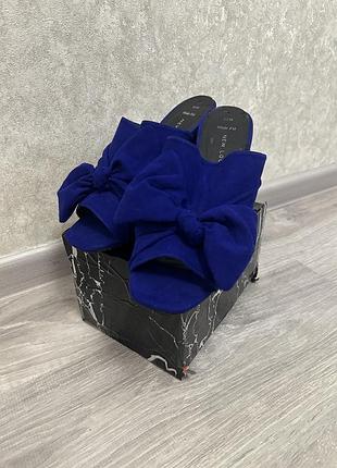 Замшеві сині мюлі new look