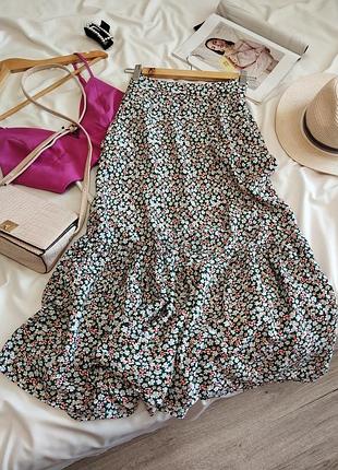 Квіткова спідниця міді з воланом m&s collection 10 s - м