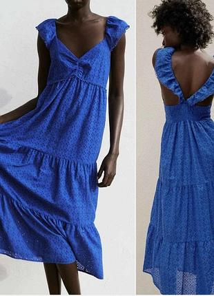 Синее летнее платье zara