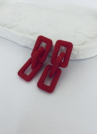 Жіночі сережки ланцюжки з акрилу червоного кольору