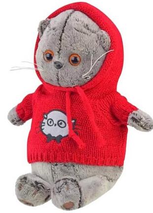 Игрушка мягкая кот басик в свитере 30см в красном