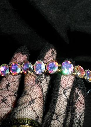 Колье чокер украшение на шею кристаллы swarovski, ручная работа, винтаж