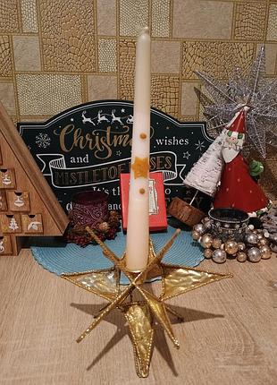 Винтажный подсвечник подсвечник с свечей звезда новогодний декор
