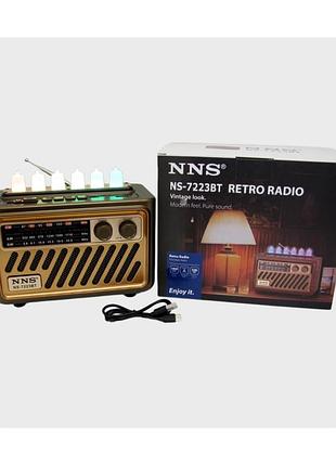 Радиоприёмник nns ns-7223bt, с аккумулятором, bluetooth, usb и sd