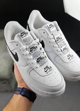N1ke force 1 double air белые с чёрным
