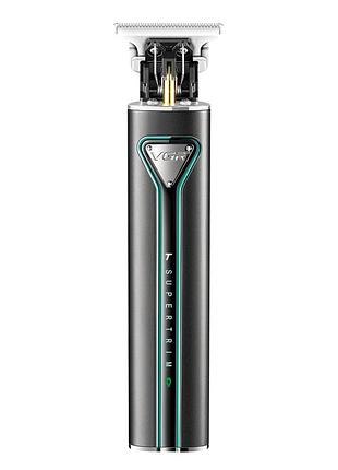 Триммер аккумуляторный vgr v-009 4 насадки led подсветка black черный/зеленый