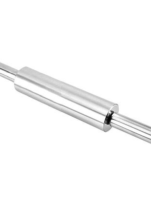 Скалка с вращающимся валиком stenson r97330-30, 30×5 см, серебристая, ss