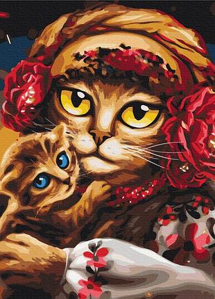 Картина рисование по номерам патриотическая семья котиков ©марианна пащук 40х50 brushme bs53117